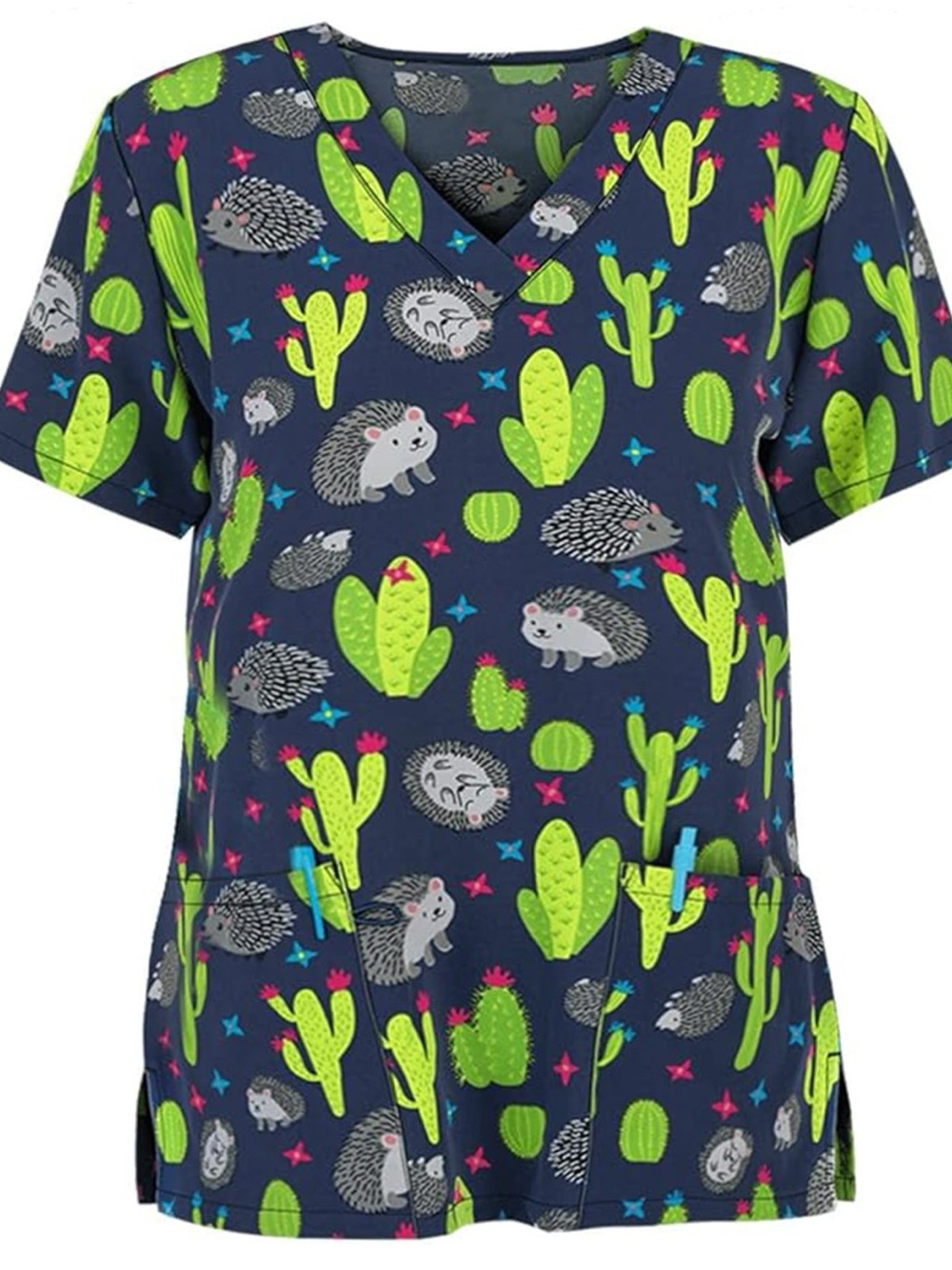 Women’s cute hedgehog and cactus XL scrubs